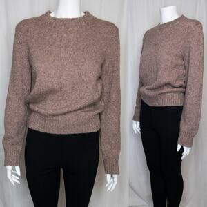 A.P.C. RUE MADAME PARIS Mohair Wool Blend Crewneck Sweater in Taupe Brown SMALL